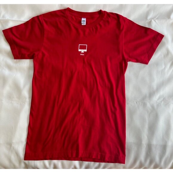 APPLE STORE T Shirt Unisex Women Red Macintosh iMac Employee Short Sleeve Tee S - Picture 2 of 15
